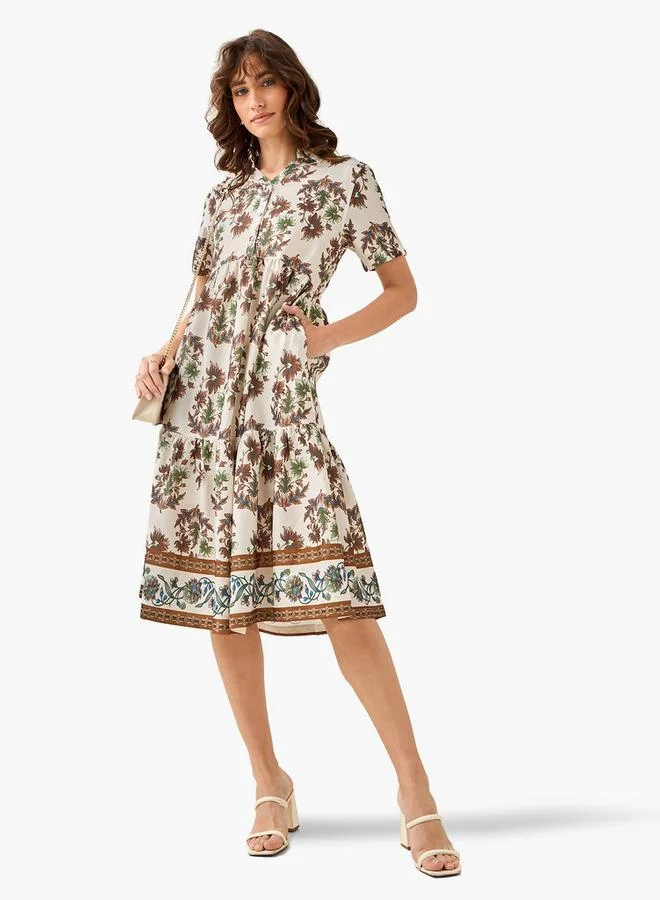 سبلاش فيڤ Floral Print Tiered Women Dress with Pocket